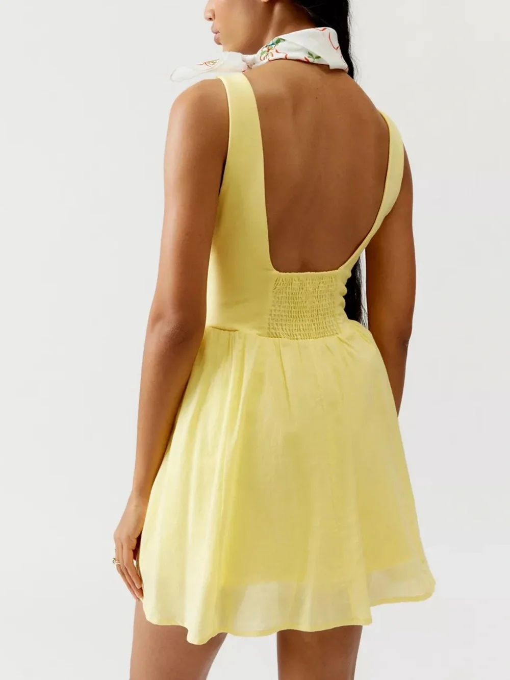 UO Silence + Noise Y2K Style Mini Dress Small NWOT Butter Yellow Skater Babydoll